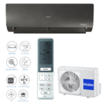 Haier Flexis Matt Black 71 oras–oras šilumos siurblys / kondicionierius 7.1 kW vėsinimui, 8 kW šildymui – komplektas (AS71S2SF1FA-MB3/1U71S2ST1FA)