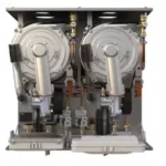 Radiant R1K75 POWER-TECH kondensacinio dujinio katilo vidinė konstrukcija su dvigubu šilumokaičiu