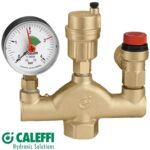 Apsauginė grupė su apsauginiu vožtuvu 1/2" prijungimui, 1–3 bar slėgiui ir 110°C temperatūrai