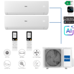 Haier Serene Multi Split šilumos siurblys oras–oras 2×2.6 kW (2:1) – komplektas