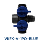Henco Kolektorius plastikinis PRO-FLOW, PVDF 1xPO, mėlynas, 2 EK atšakos vertikaliai