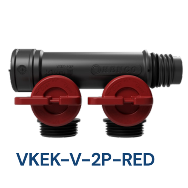 Henco Kolektorius plastikinis PRO-FLOW, PVDF 2P, raudonas, 2 EK atšakos